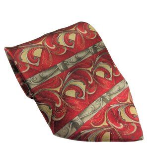 Cocktail Collection Red Gray Geometric Multicolor Novelty Silk Necktie